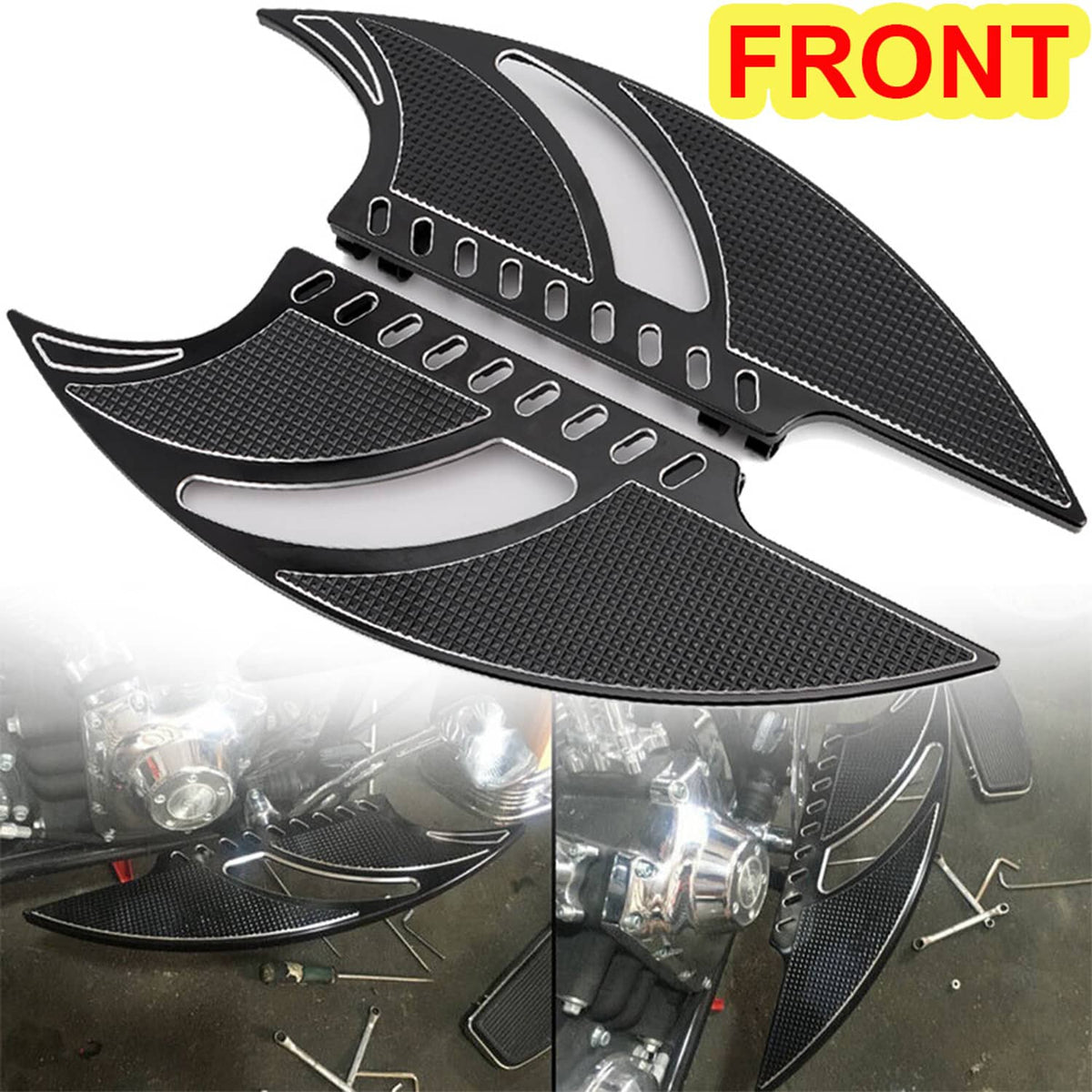 Solidspare Black Driver Stretched Floorboards CNC For Harley Electra Street Road Glide King