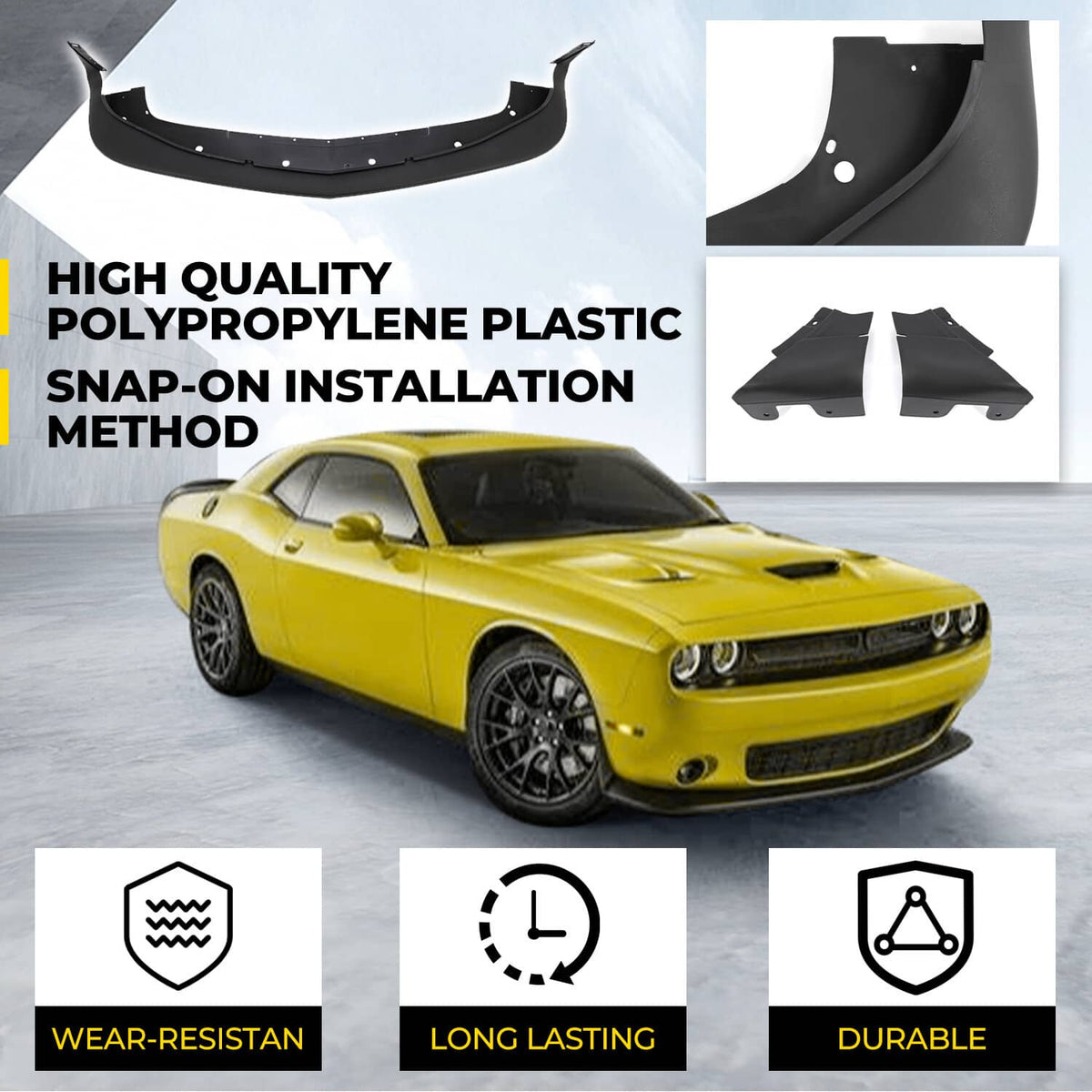Solid Spare For Dodge Challenger GT & SRT & R/T 2015-2023 Front Bumper Lip Valance Splitter