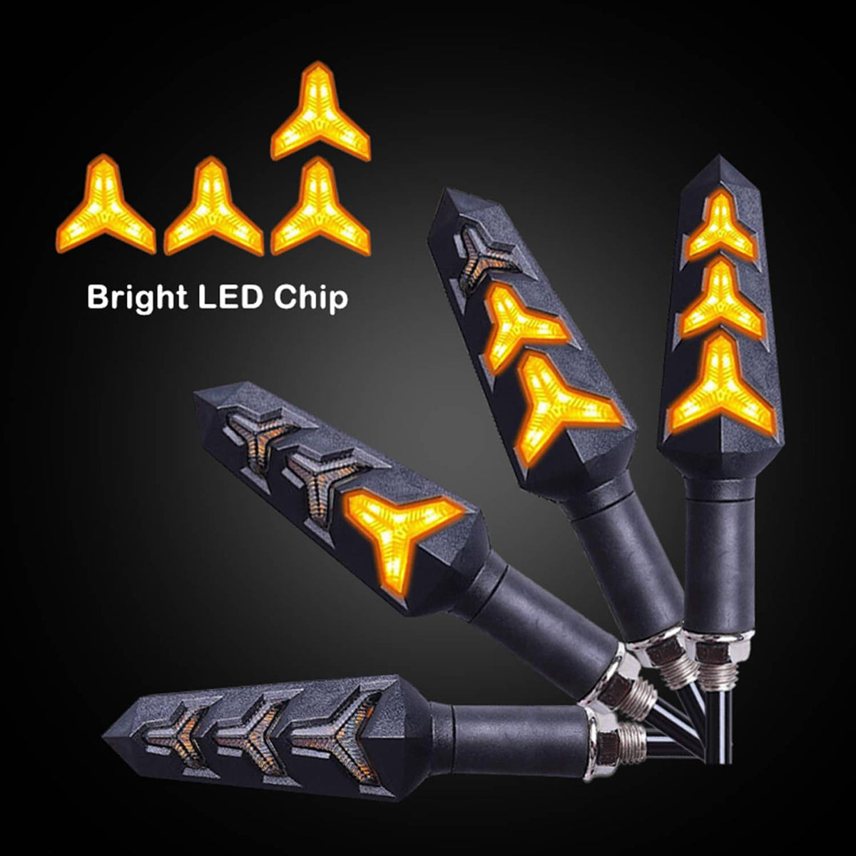 Solidspare Motorcycle Bike Turn Signals Lights Amber Indicator Blinker Brake Lamp Universal