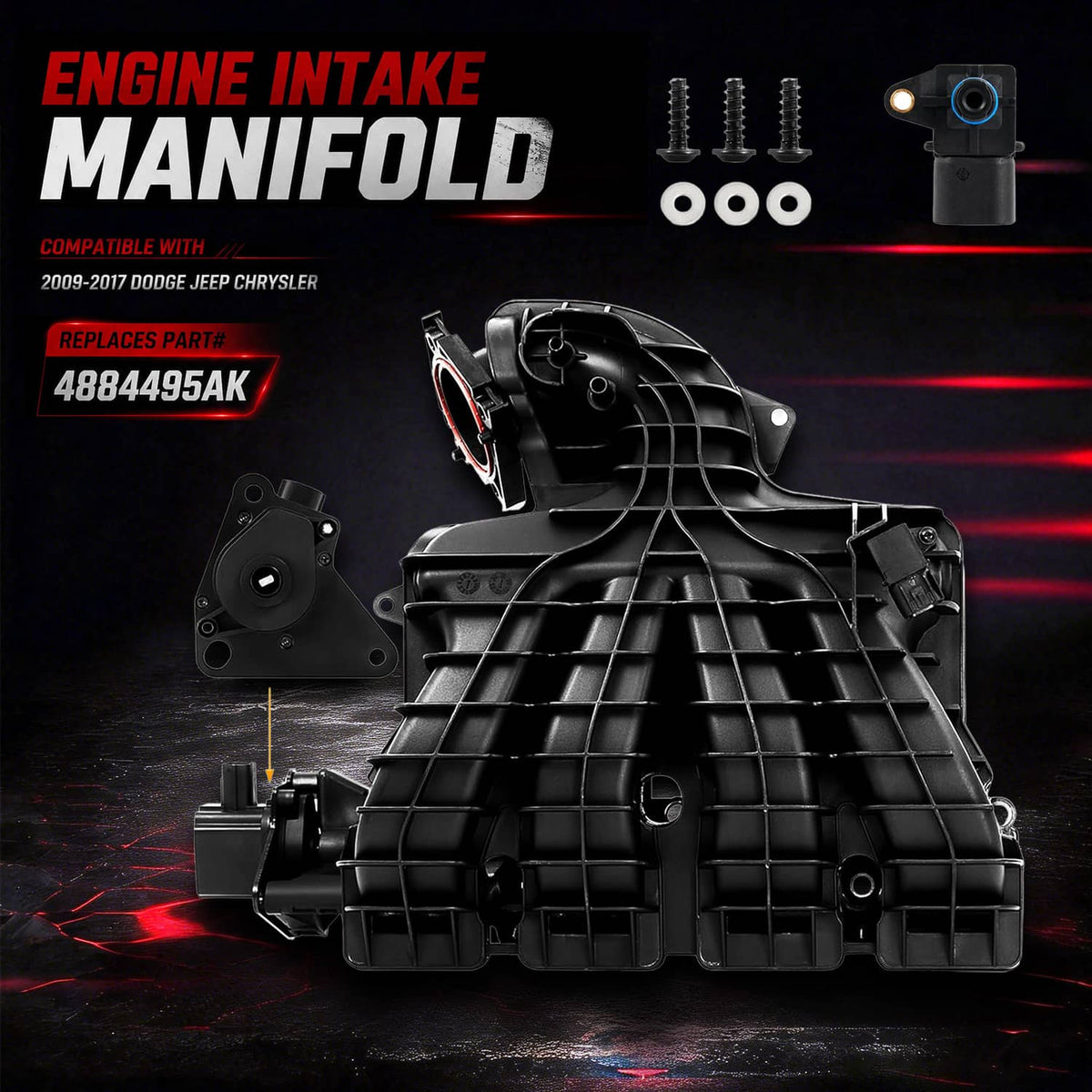 Solidspare Intake Manifold w/ Runner Control Valve Sensor For 07-17 Jeep Patriot Dodge 2.4L