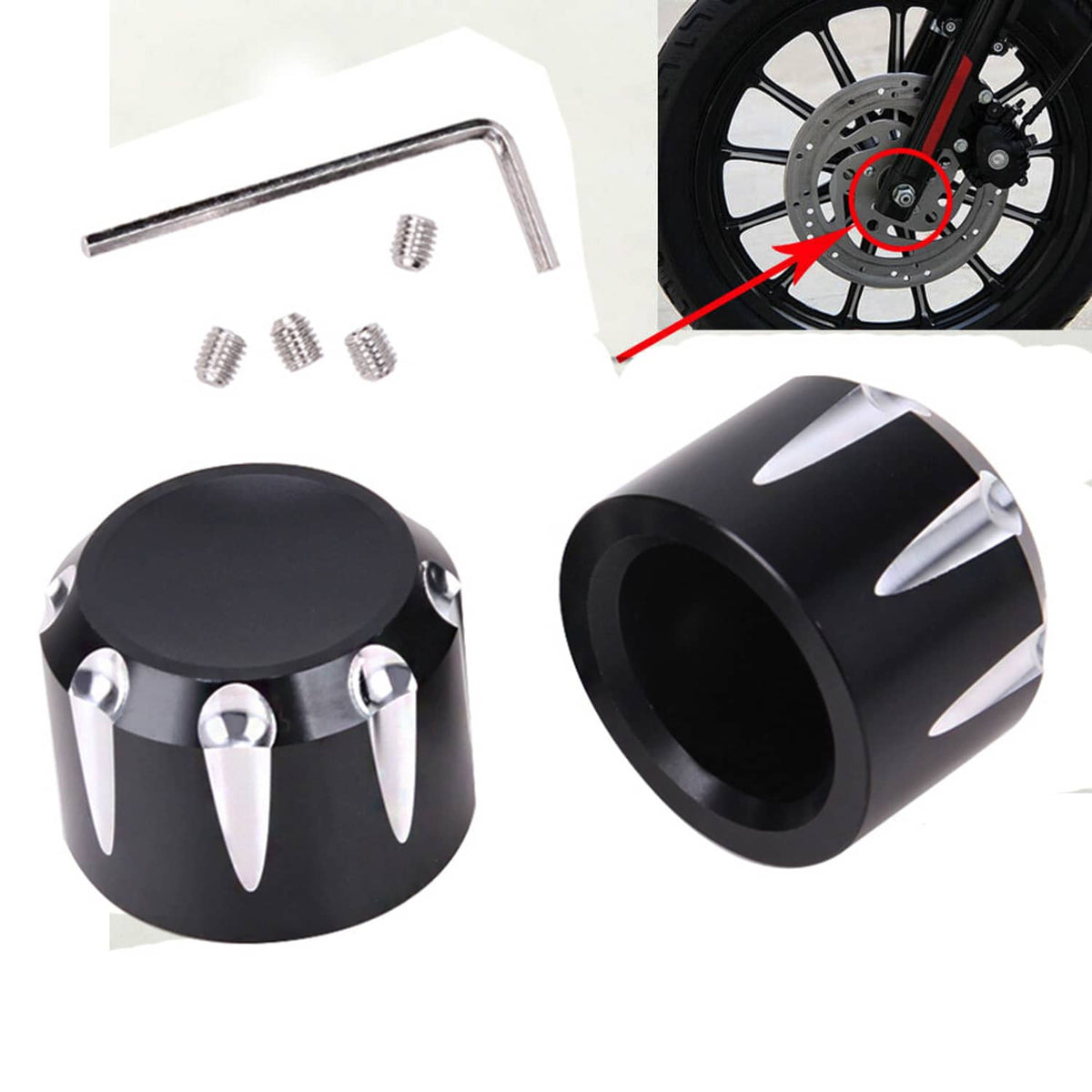 Solidspare Black Thick Cut Front Axle Cap Nut Covers For Harley Touring Road Glide King