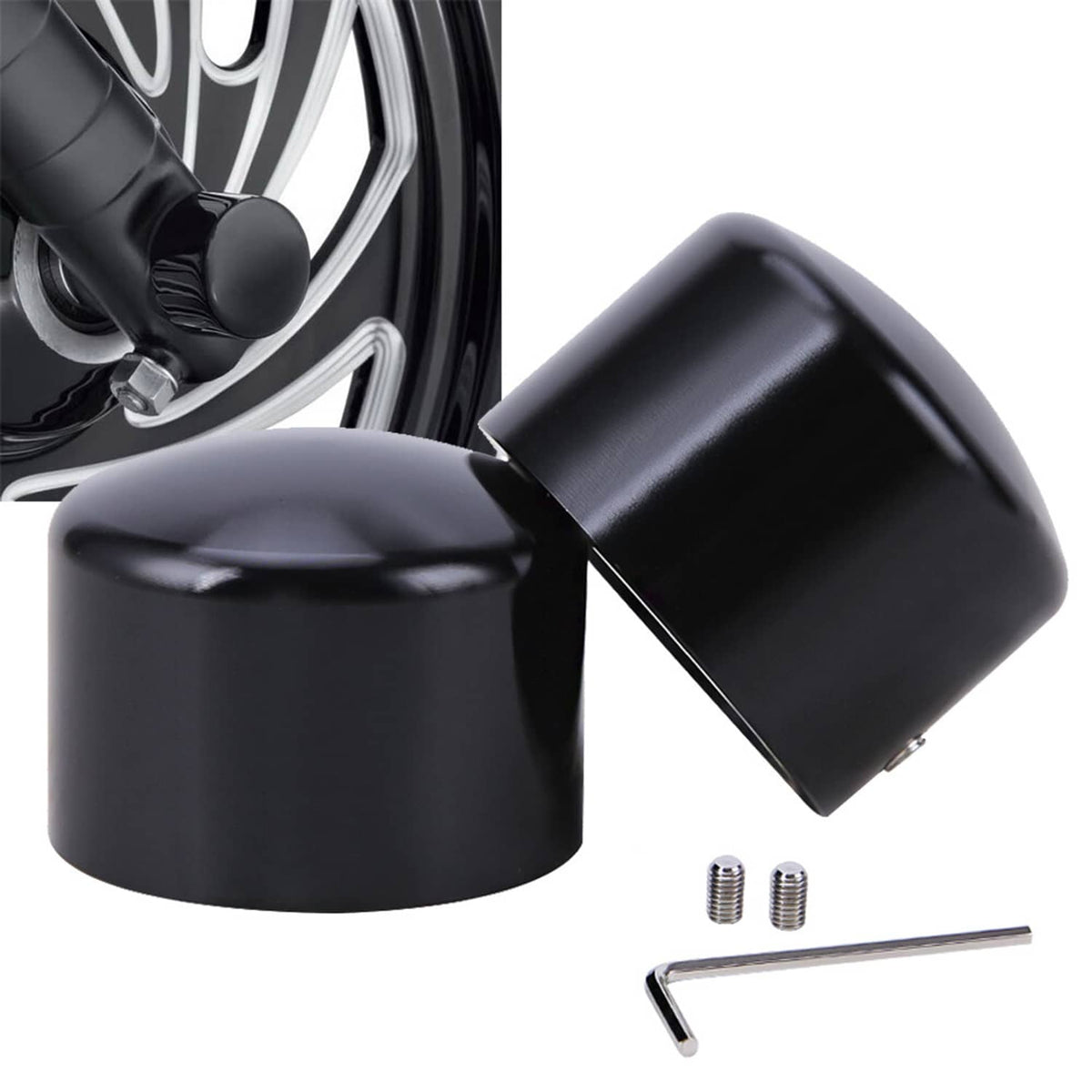 Solidspare Black Front Axle Cap Nut Covers Fit for Harley Touring Street Road Glide King US