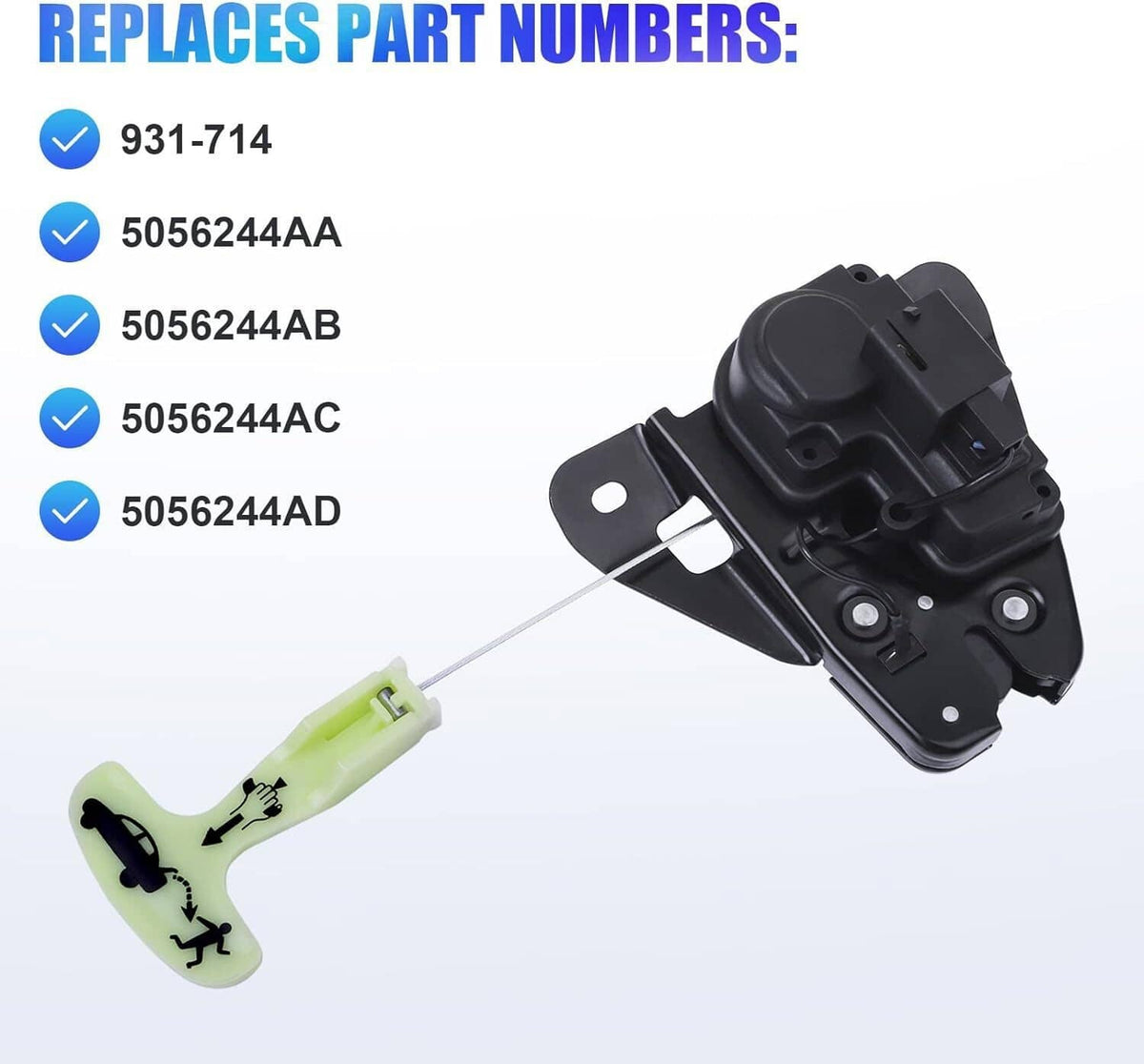 Solidspare Black Tailgate Lock Trunk Latch Actuator For 2005-18 Chrysler 300 Dodge Charger