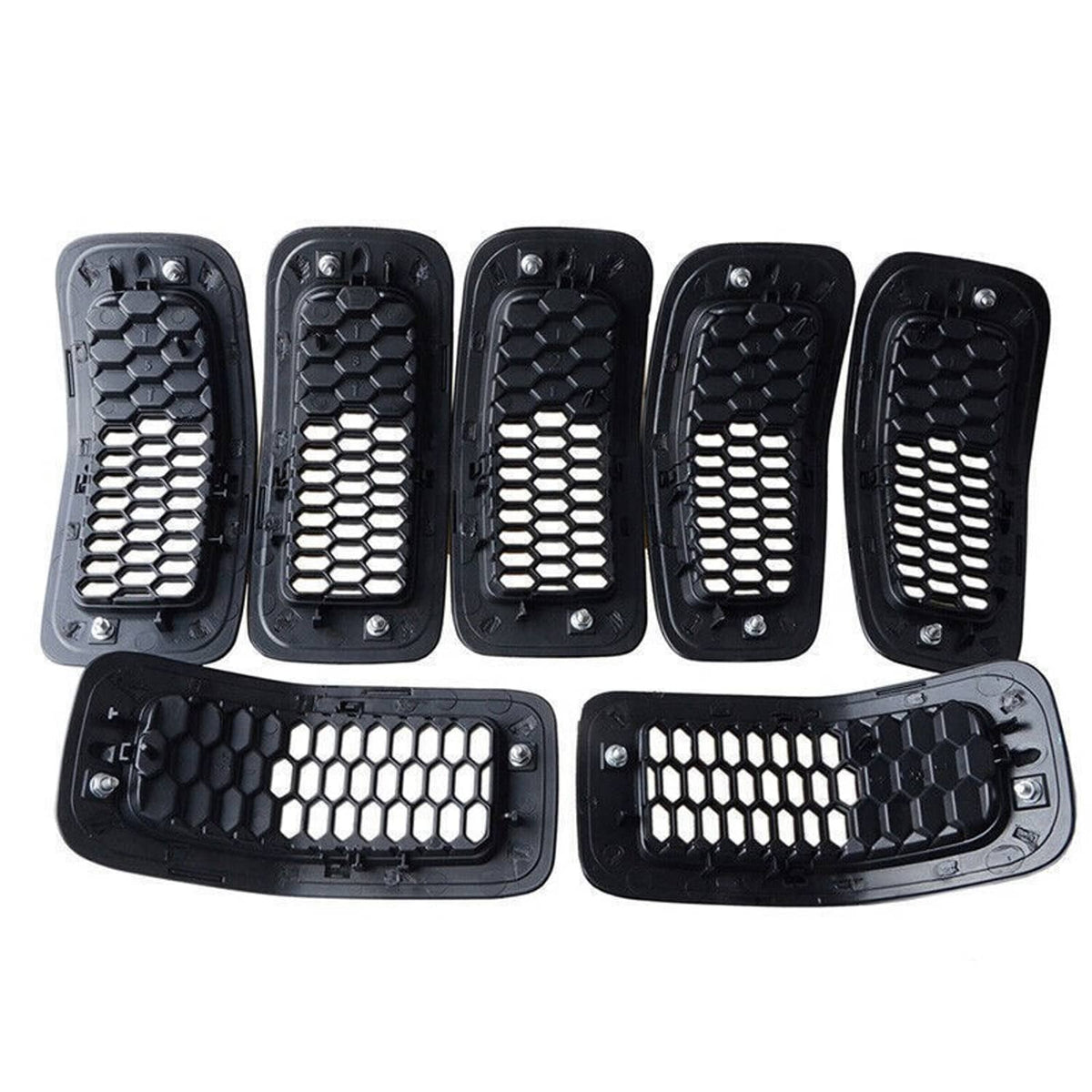 Solidspare 7x Chrome Front Bumper Grille Insert Honeycomb Mesh For 2014-2018 Jeep Cherokee
