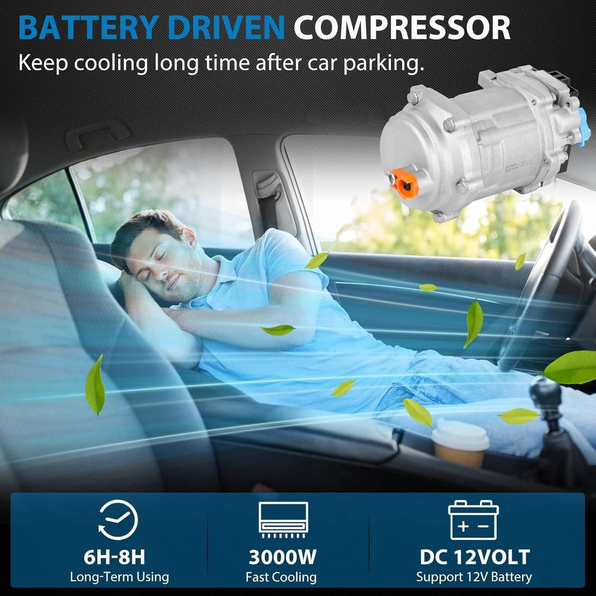 Solidspare 12V Electric Cool & Heat Universal Underdash Air Conditioner DC Auto Car A/C 63A