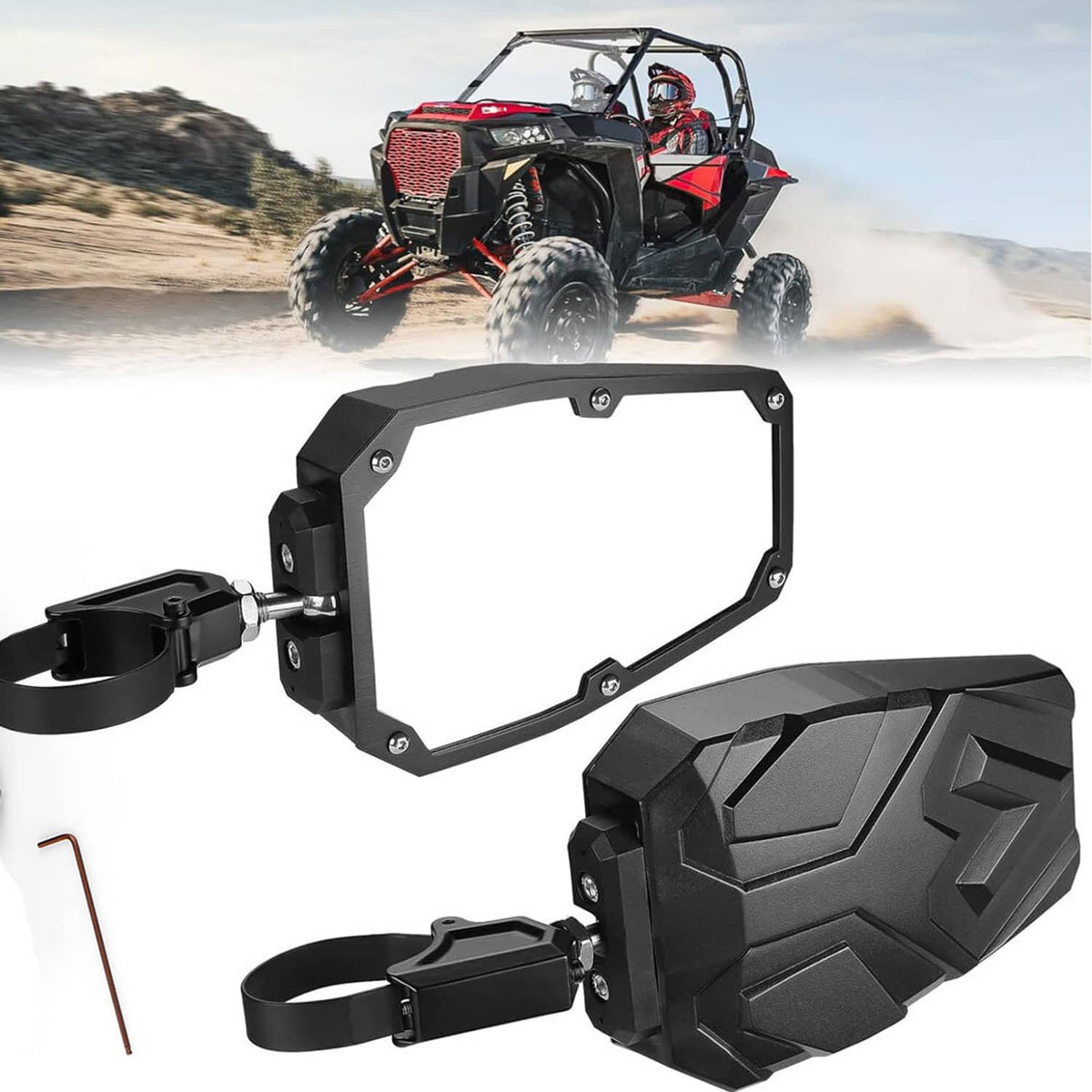 Solidspare 1.5''-2" UTV Side Mirrors Foldable Adjustable for Polaris RZR S 800 900 XP 1000