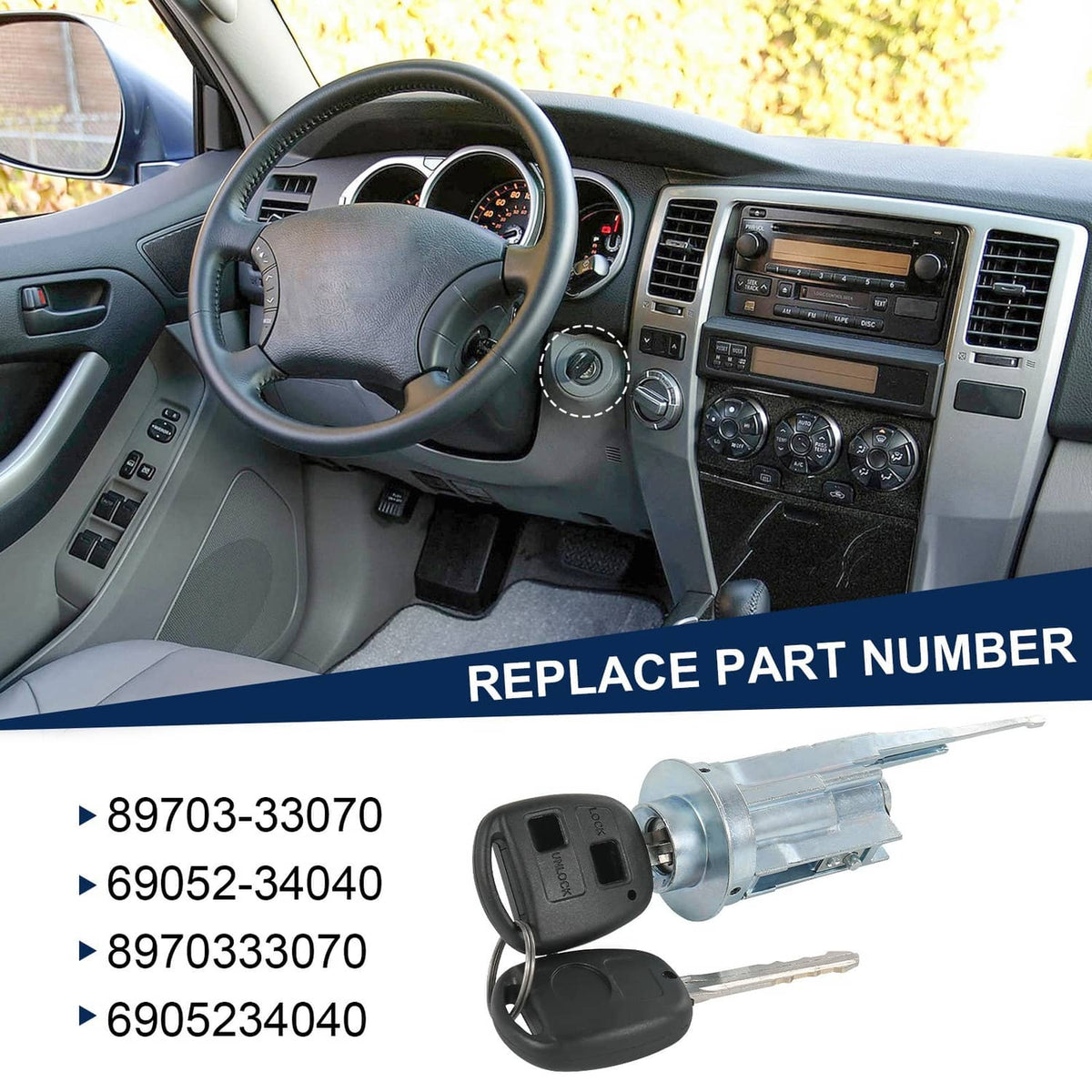 Solidspare Ignition Lock Cylinder Switch With 2 Keys For 2003-2006 Tundra 2001-2007 Sequoia