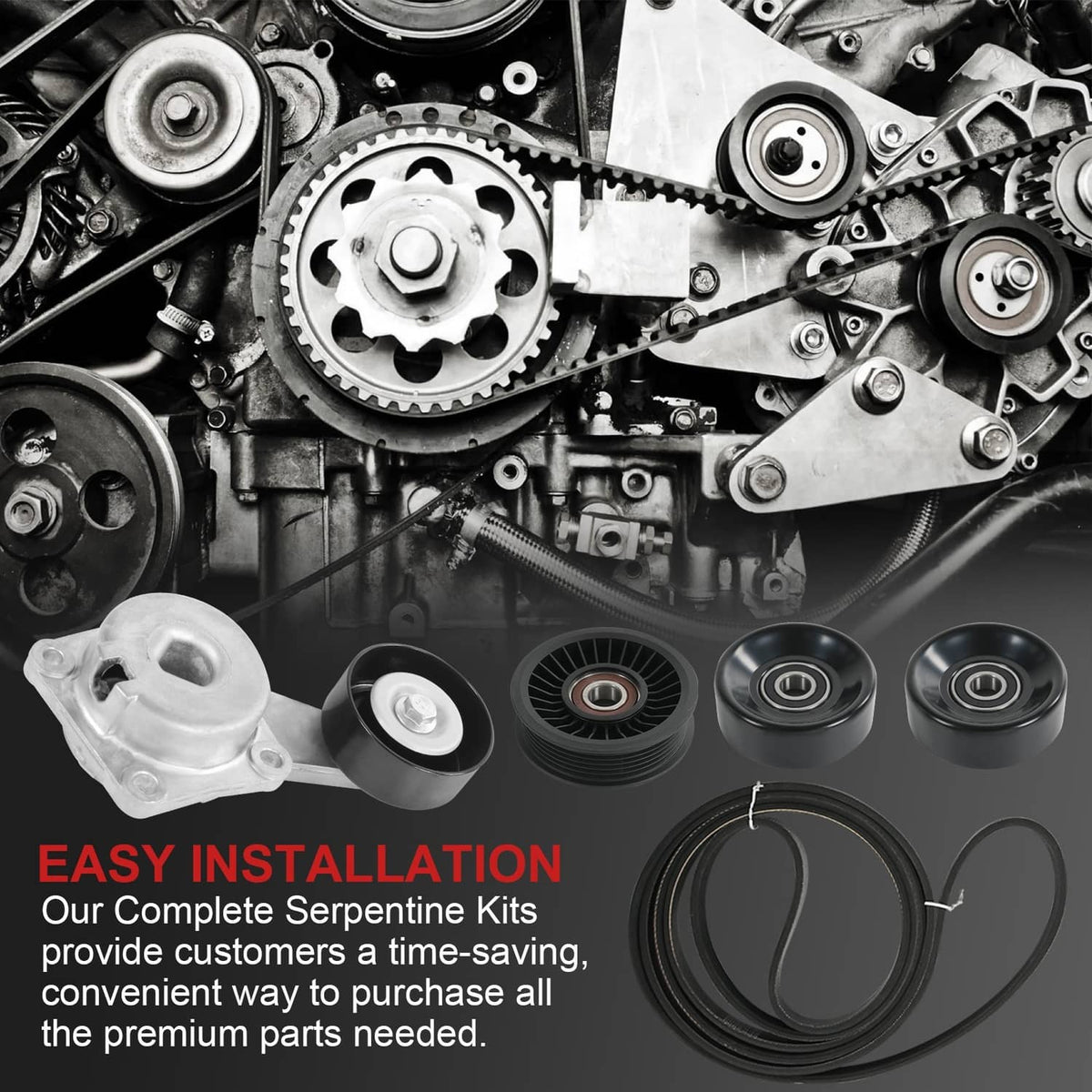 Solidspare Serpentine Belt Drive Component Kit Fit 2005-2014 Ford F-150 Lincoln Mercury V8