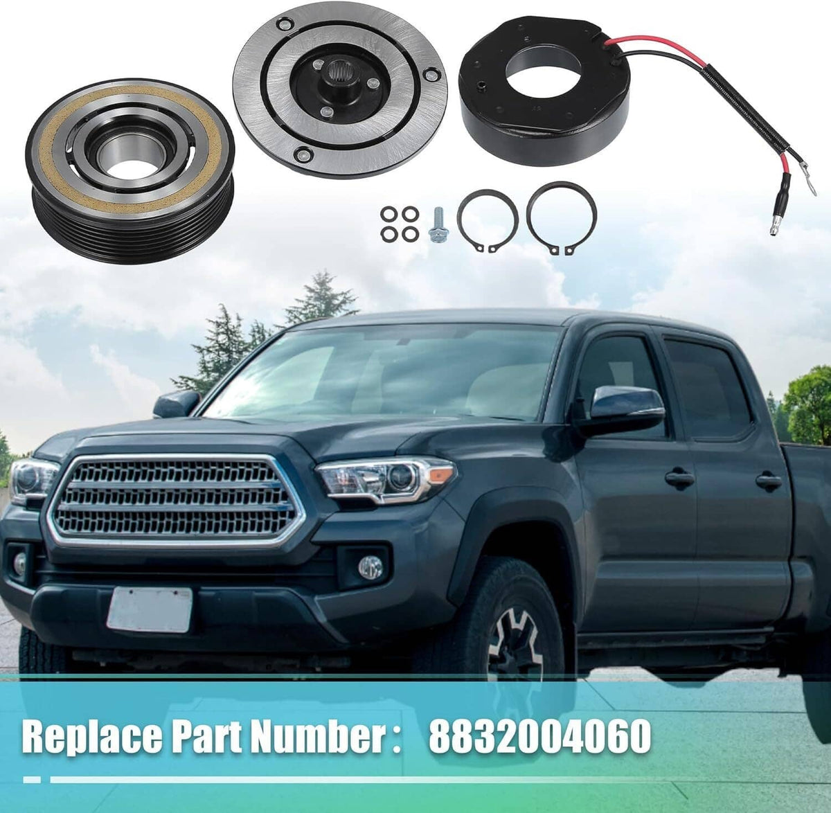 Solidspare A/C Compressor Clutch Kit Pulley Coil For 2005 -2015 Toyota Tacoma 2.7L 4.0L