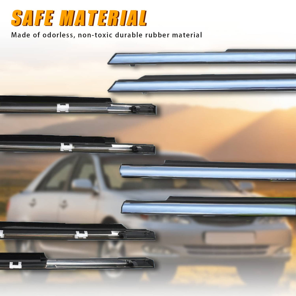 Solidspare 4x Window Molding Trim Weather Strip Seal Strip for 2002-2006 Toyota Camry Blcak