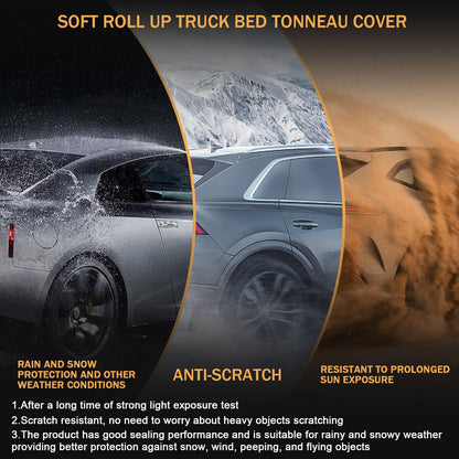Solidspare 6 Ft Short Bed Soft Roll Up Tonneau Cover For Toyota 1989-2004 Pickup Tacoma
