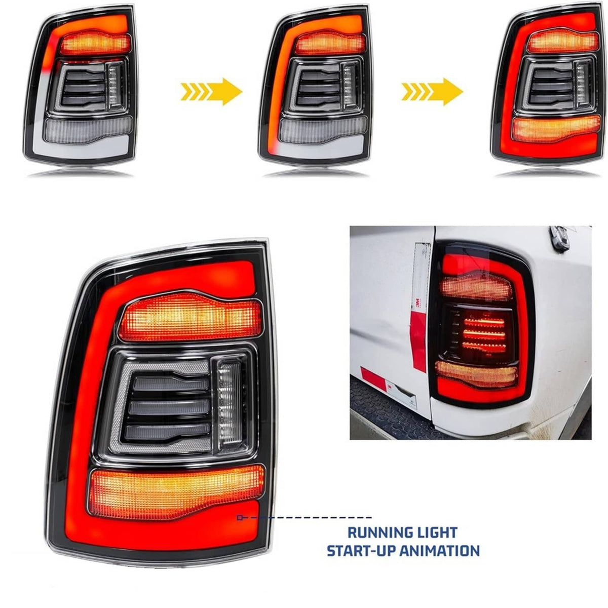 Solidspare Pair LED Tail Light for 2009-2018 Dodge Ram 1500 2500 3500 Rear Light Clear Lens