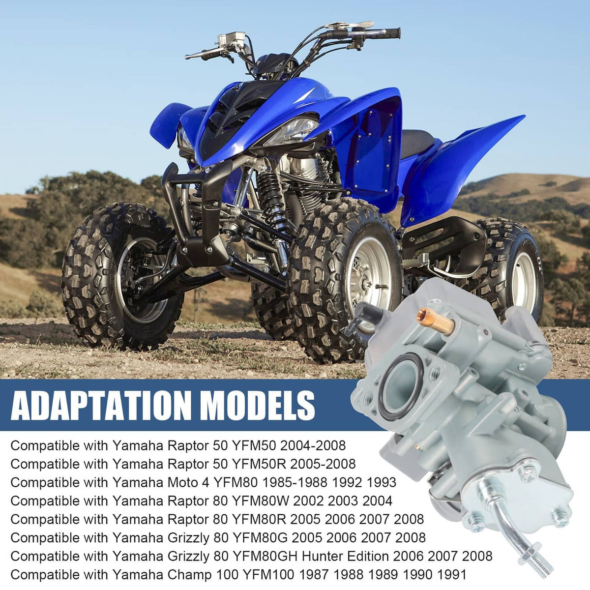 Solidspare Carburetor For Yamaha Raptor 50 YFM50 ATV Badger 80 YFM80 Moto 4 Champ 100 Carb