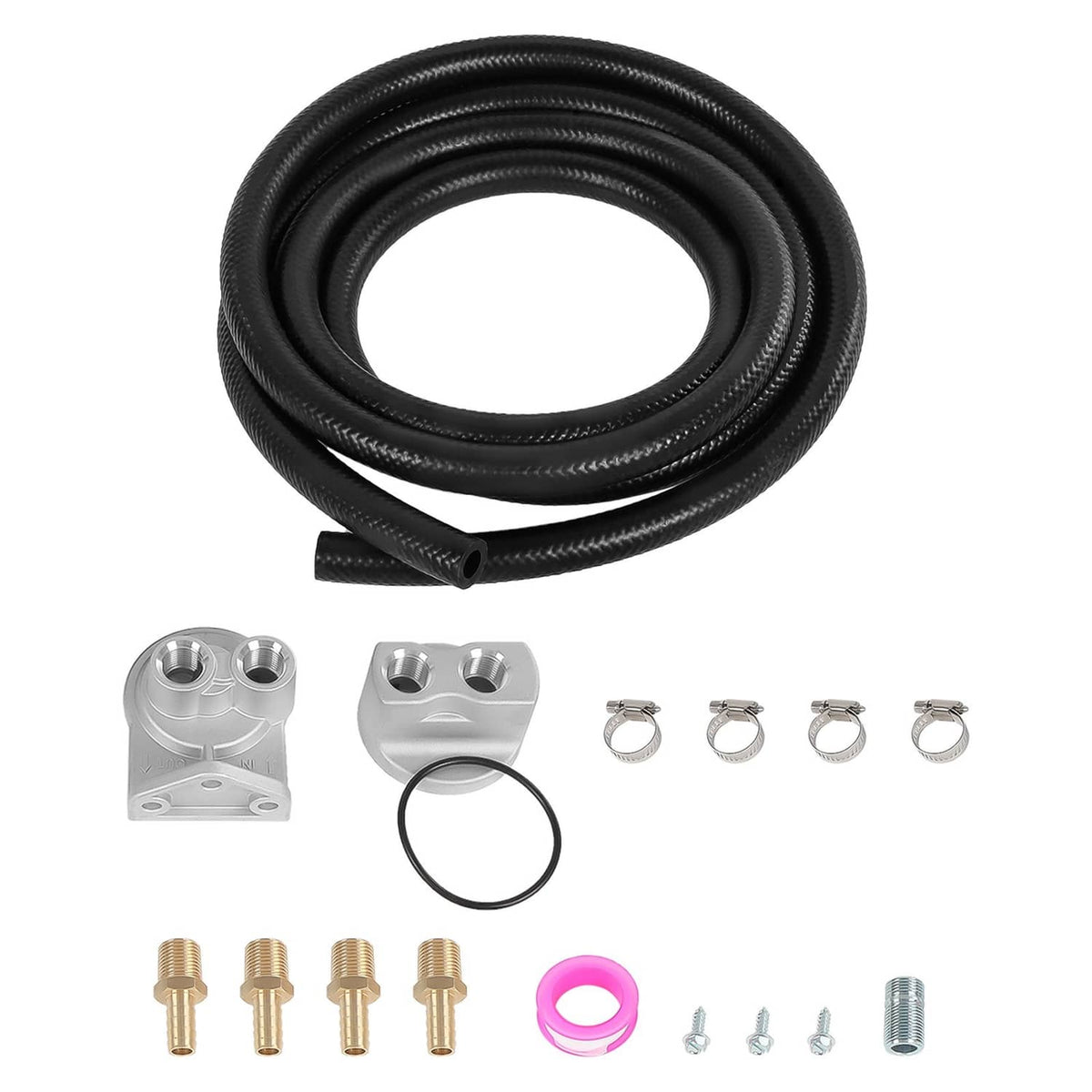Solidspare Universal Remote Oil Filter Kit Single Filter 3/4-16 in Thread Adapter 10ft Hose