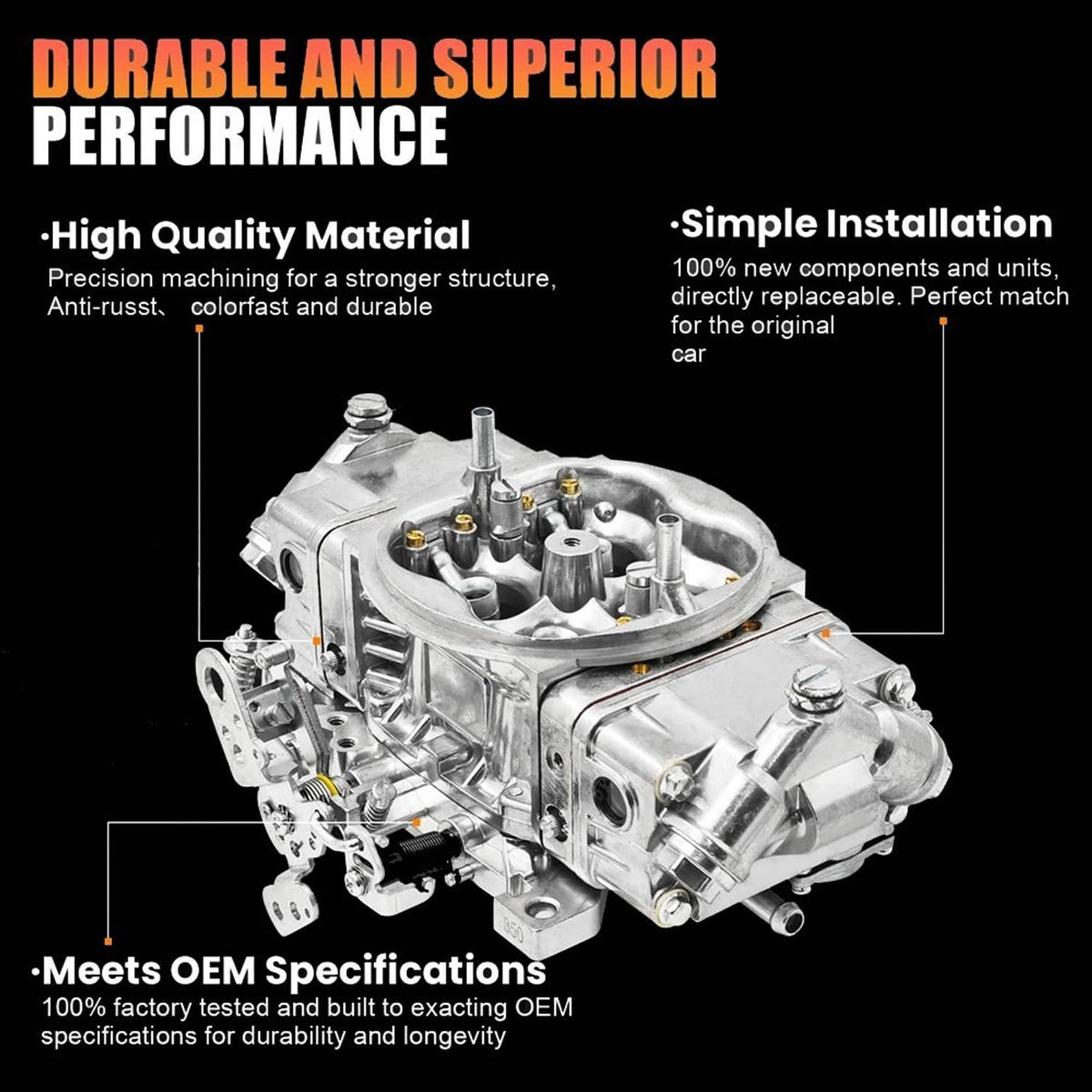 Solidspare Performance Race Carburetor Double Pumper Mechanical 4 Barrel BR-67201 850CFM