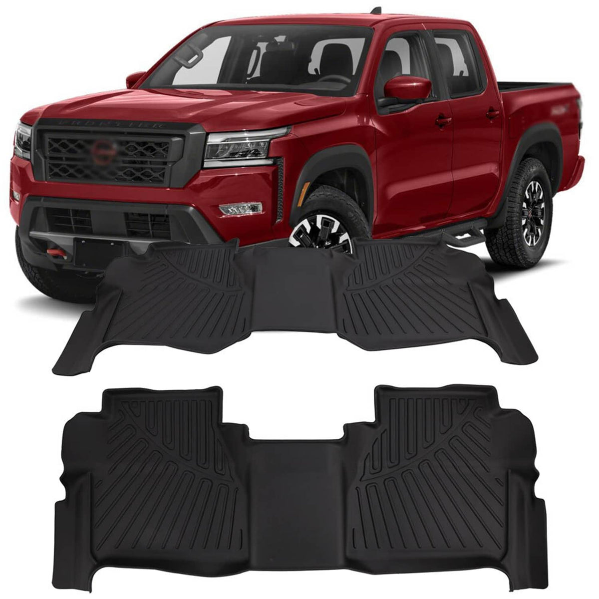 Solidspare Black Floor Mat Liners For 2022-2024 Nissan Frontier Crew Cab TPE All-Weather