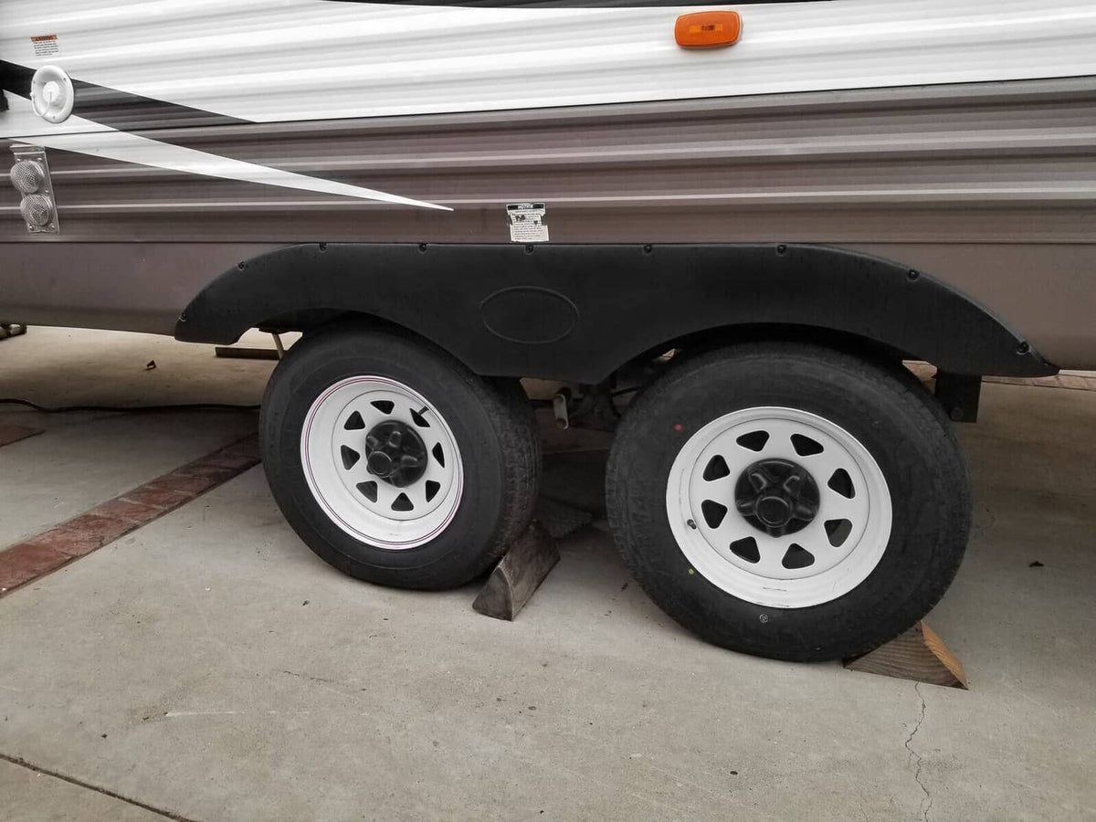 Solidspare 2Pcs Tandem Pair Black Trailer Fender Skirt For RVs Campers And Trailers Set