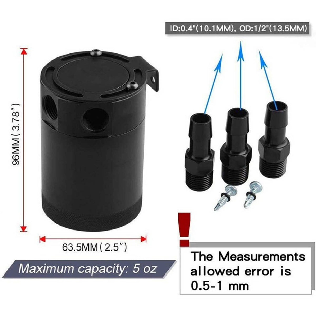 Solidspare Aluminum 3-Port Oil Catch Can Tank Reservoir Air-Oil Separator Racing Baffled