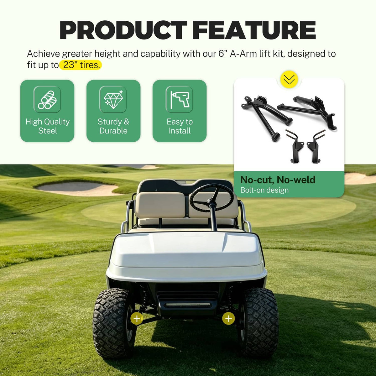 Solidspare 6'' A-Arm Lift Kit Enhanced For Yamaha Golf Cart G2 G9 Electric Gas 1985-1995
