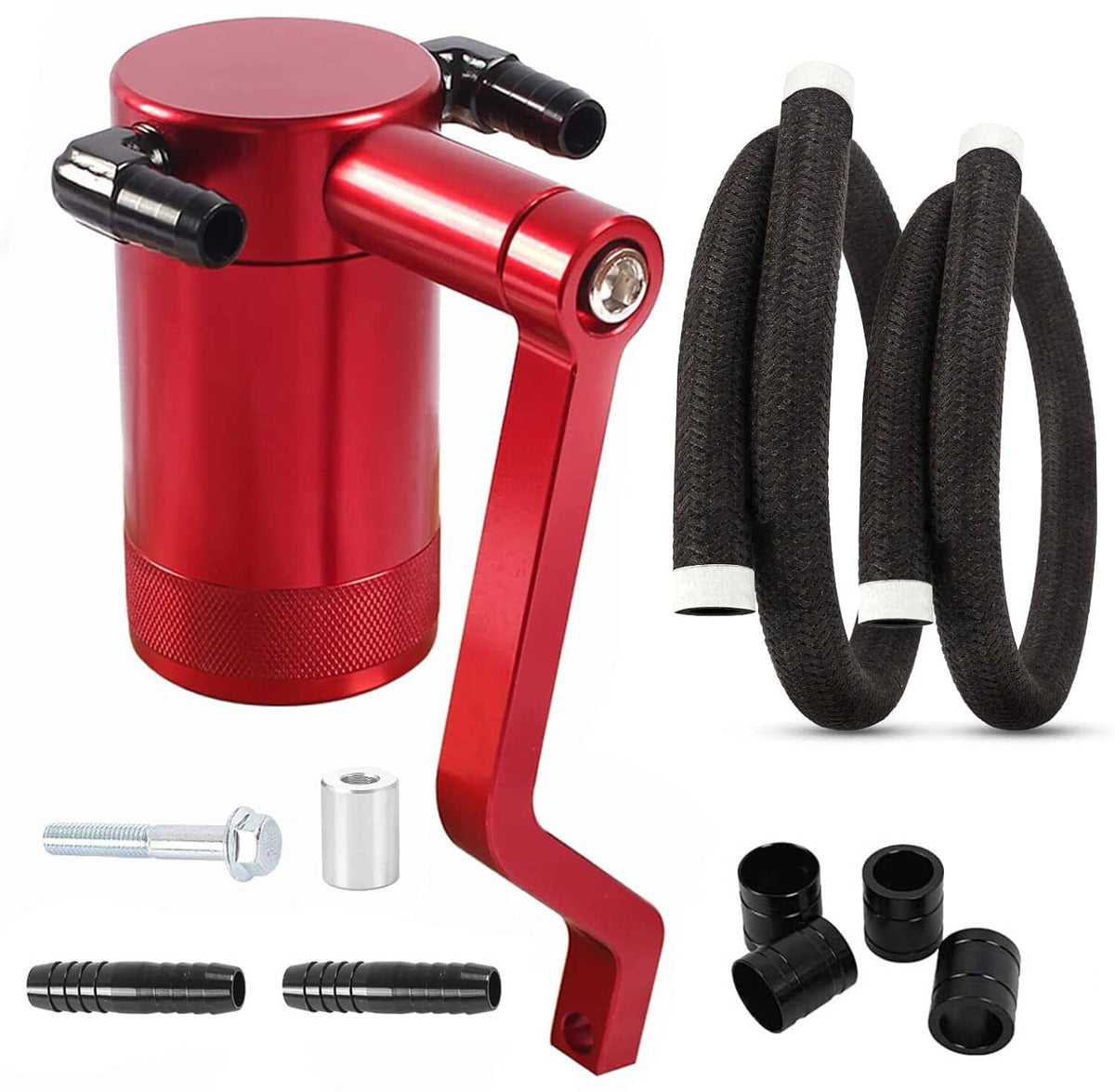 Solidspare Oil Catch Can Kit Z-Bracket Red Finish Fit For 2011-21 Dodge Challenger Chrysler