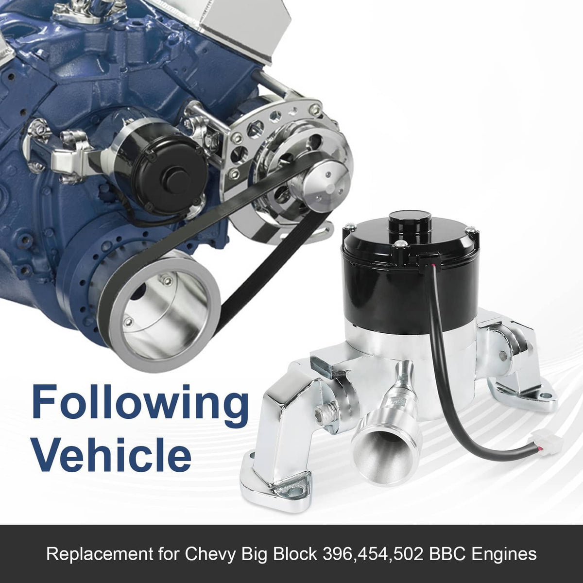 Solidspare High Flow Aluminum Electric Water Pump Fits Big Block Chevy 454 427 396 Chrome