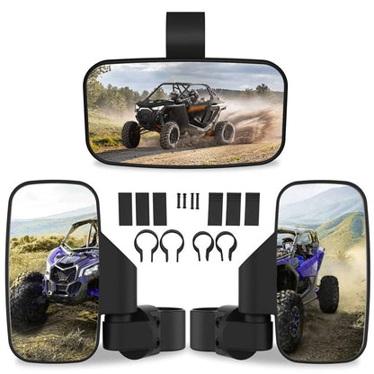 Solidspare Universal UTV Side Mirrors And Center Mirror with 1.75" to 2" Roll Bar Cage New