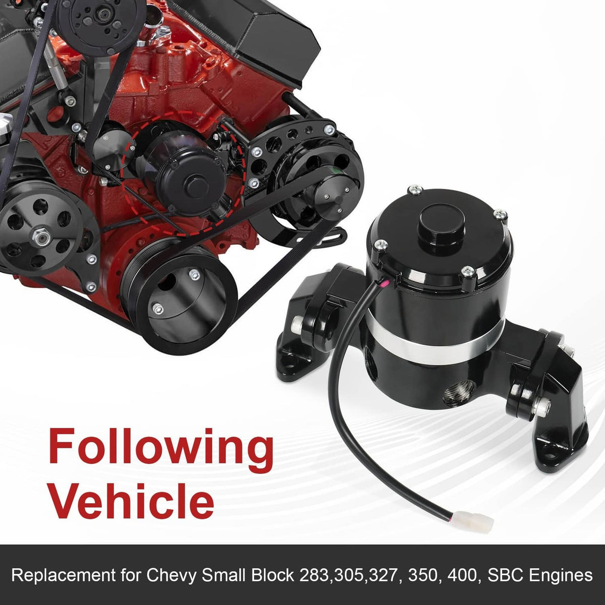Solidspare Small Block Chevy Electric Water Pump Black 283 327 350 400 SBC High Flow EWP