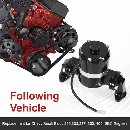 Solidspare Small Block Chevy Electric Water Pump Black 283 327 350 400 SBC High Flow EWP