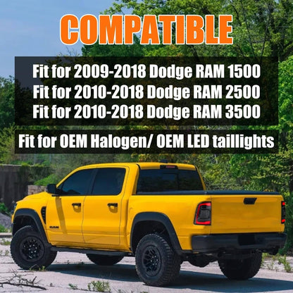 Solidspare 2x LED Tail Light For 2009-2018 Dodge Ram 1500 2500 3500 Rear Light Smoke Len