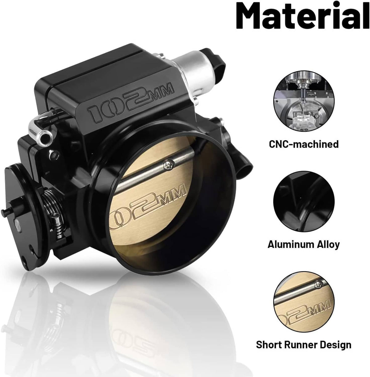 Solidspare 102mm Aluminum 4 Bolt Throttle Body & TPS IAC For GM Gen III LS1 LS2 LS6 LS7 LSX
