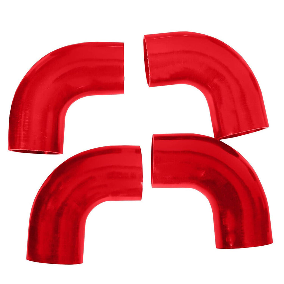 Solidspare Universal 3" Aluminum Intercooler Turbo Piping Kit Hose + Red Silicone + Clamp