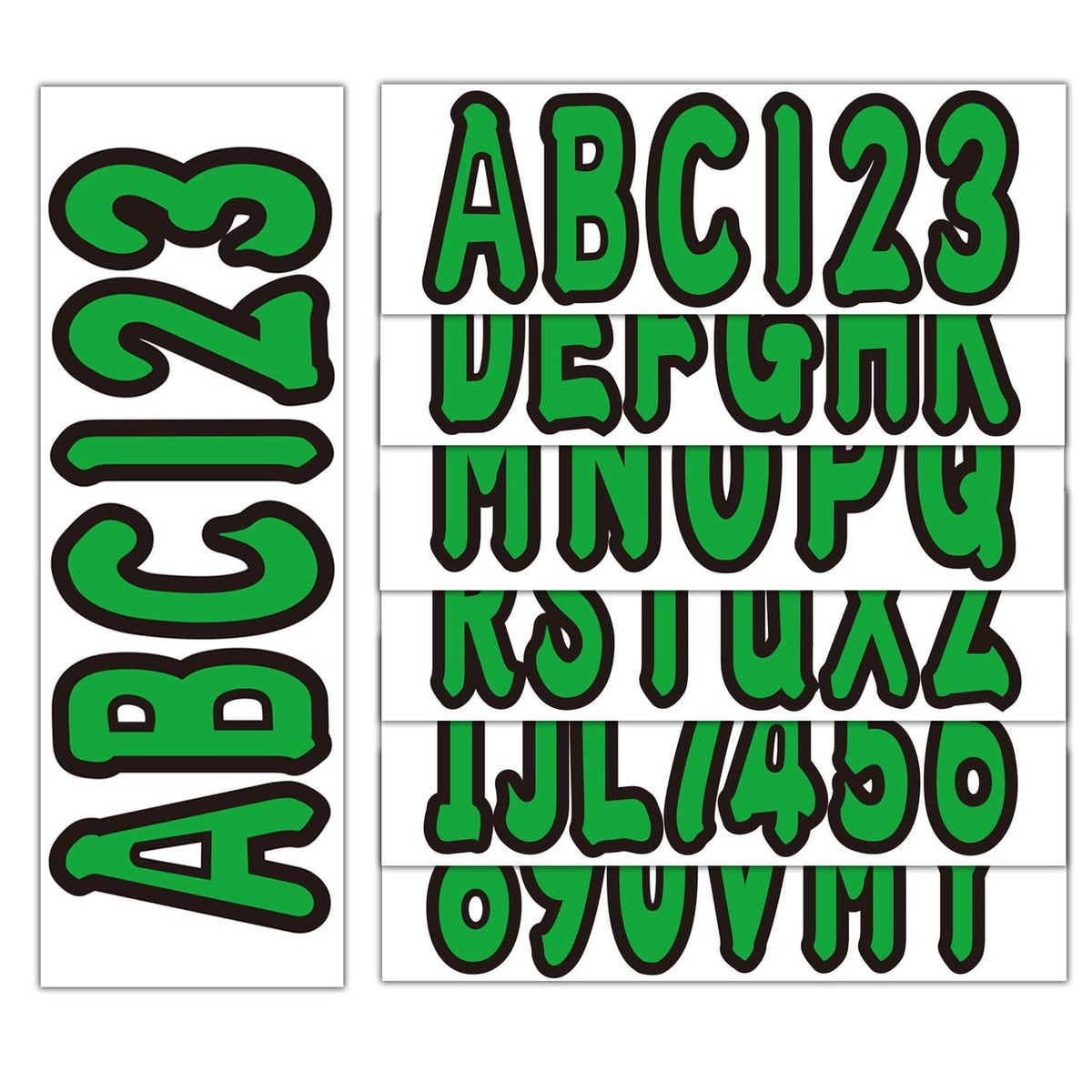 Solid Spare 4 Sets of 3" Marine Boat Sticker Decal A-Z Letters and 0-9 Numbers Green