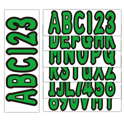 Solid Spare 4 Sets of 3" Marine Boat Sticker Decal A-Z Letters and 0-9 Numbers Green