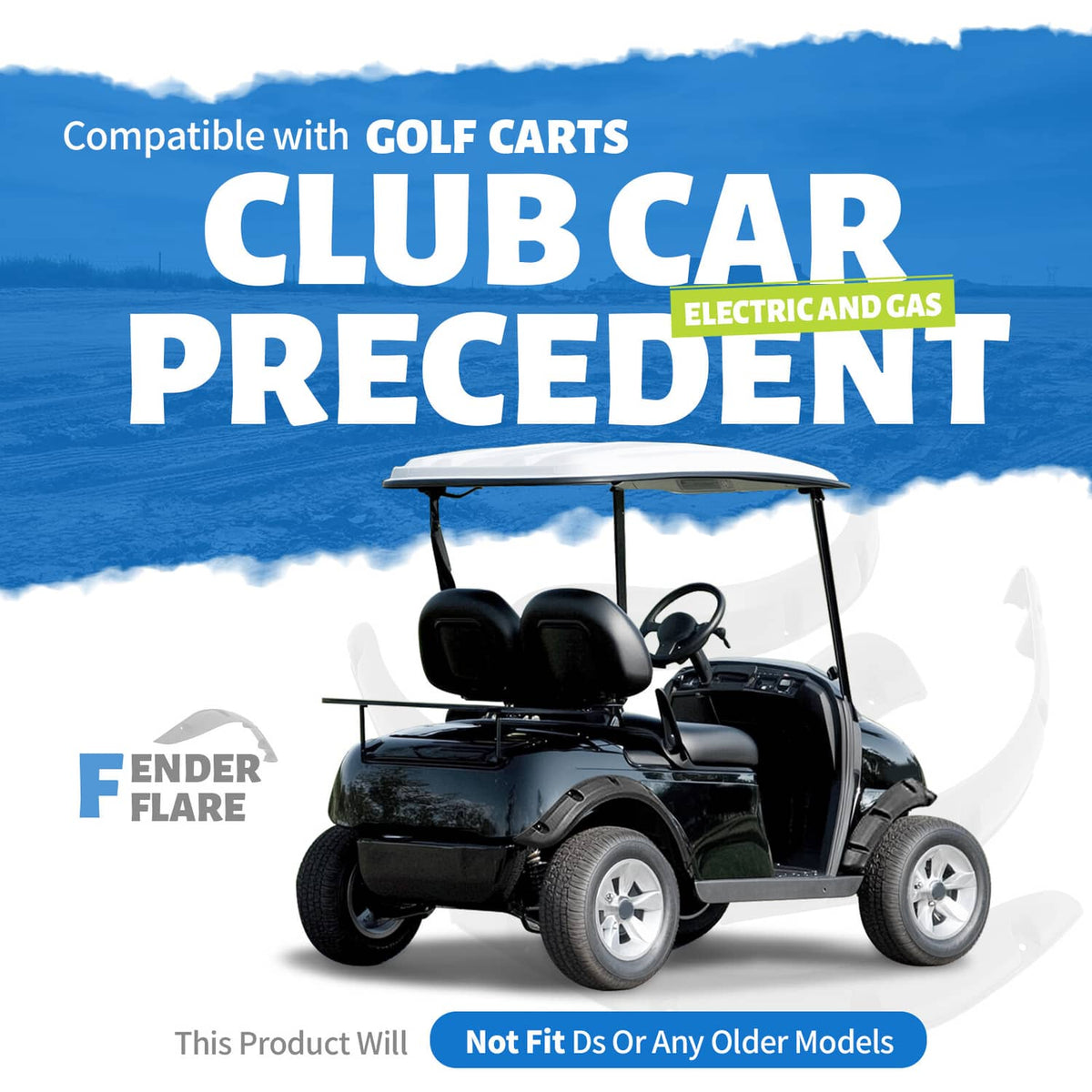 Solidspare 4 PCS Front and Rear Golf Cart Standard Fender Flares Set for Club Car Precedent