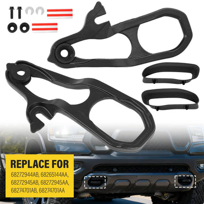 Solid Spare New Front Car Tow Hooks Left Right w/ Hardware Black For Ram 1500 DT 2019-2024