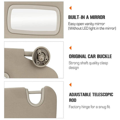 Solidspare 2Pcs Sun Visor Set Left & Right For 2002-2009 Dodge Ram 1500 2500 3500 Beige