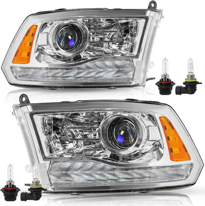 Solidspare Left+Right Projector Headlights w/LED DRL For 2009-2018 Dodge Ram 1500 2500 3500