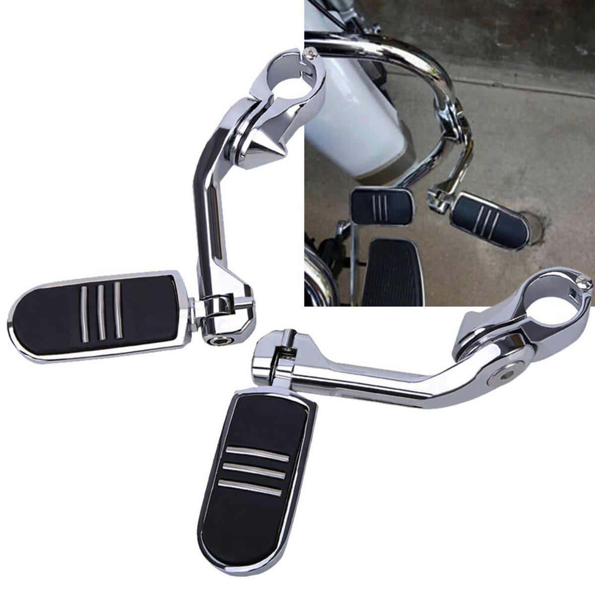 Solidspare 1.25" 1-1/4" Highway Long Foot Pegs For Harley Touring Road Street Glide 32mm