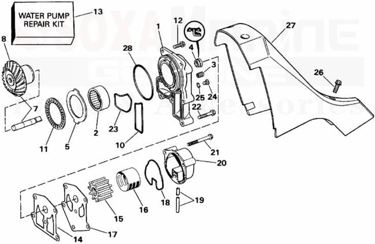 Solid Spare OMC King Cobra Sterndrive Impeller Service Repair Kit Replaces 3854071 3854661