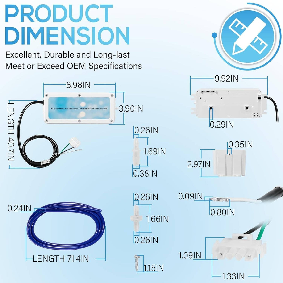 Solid Spare 1106523 EUV3 Spa Ozonator Kit w/ 4-Pin AMP for Hot Tubs & Spas Up to 800 Gallons