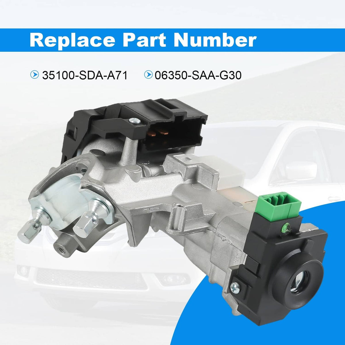 Solidspare 35100-SDA-A71 Ignition Switch Lock Cylinder Auto Trans w/2 Keys for Honda Accord