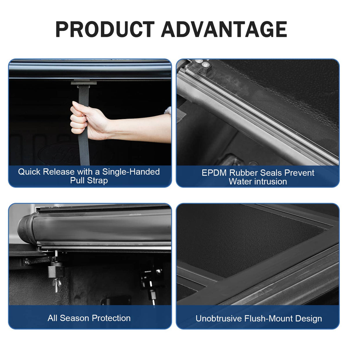 Solidspare For 2015-2024 Ford F150 5.5'/66" Bed Lo Pro Aluminum Hard Tri Fold Tonneau Cover