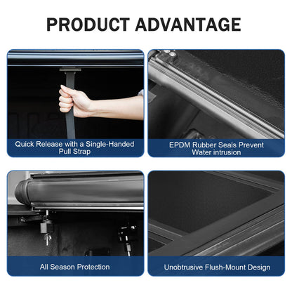 Solidspare For 2015-2024 Ford F150 5.5'/66" Bed Lo Pro Aluminum Hard Tri Fold Tonneau Cover
