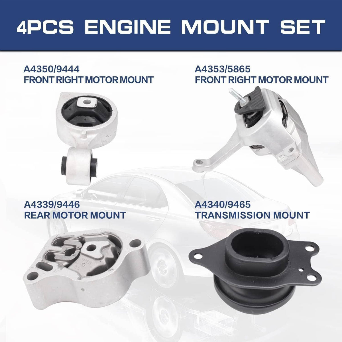 Solidspare For Nissan Altima 2007-2015 L4 2.5L Auto CVT Engine Motor Transmission Mount Kit