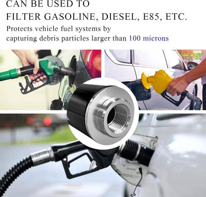 Solidspare High Flow 100 Micron Inline Fuel Filter Cleanable AN6 AN8 AN10 Adapter Fitting