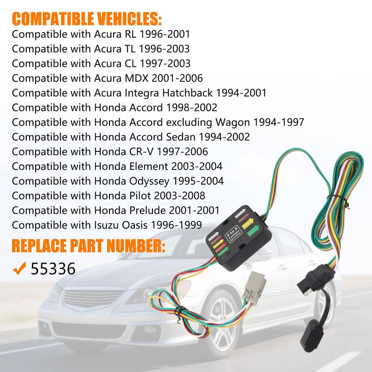 Solidspare Trailer Hitch Wiring Tow Harness 55336 For Honda Pilot 2003-2008 CR-V 1997-2006