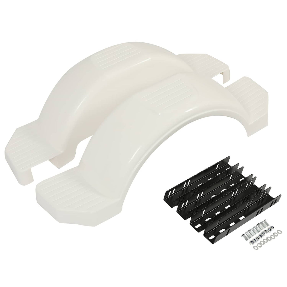 Solidspare Pair L&R Single Axle Trailer Fenders White HDPE For 13" diameter Wheels Tires