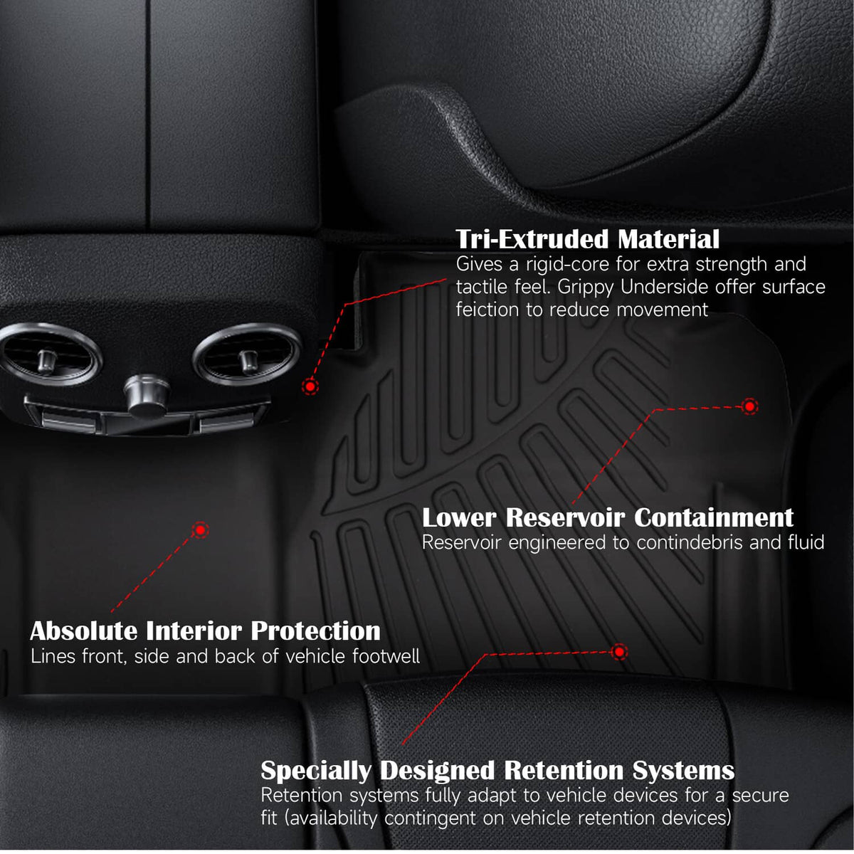 Solidspare Fit For 2022-2024 Nissan Frontier Crew Cab All Weather 3D TPE Floor Mats Liners