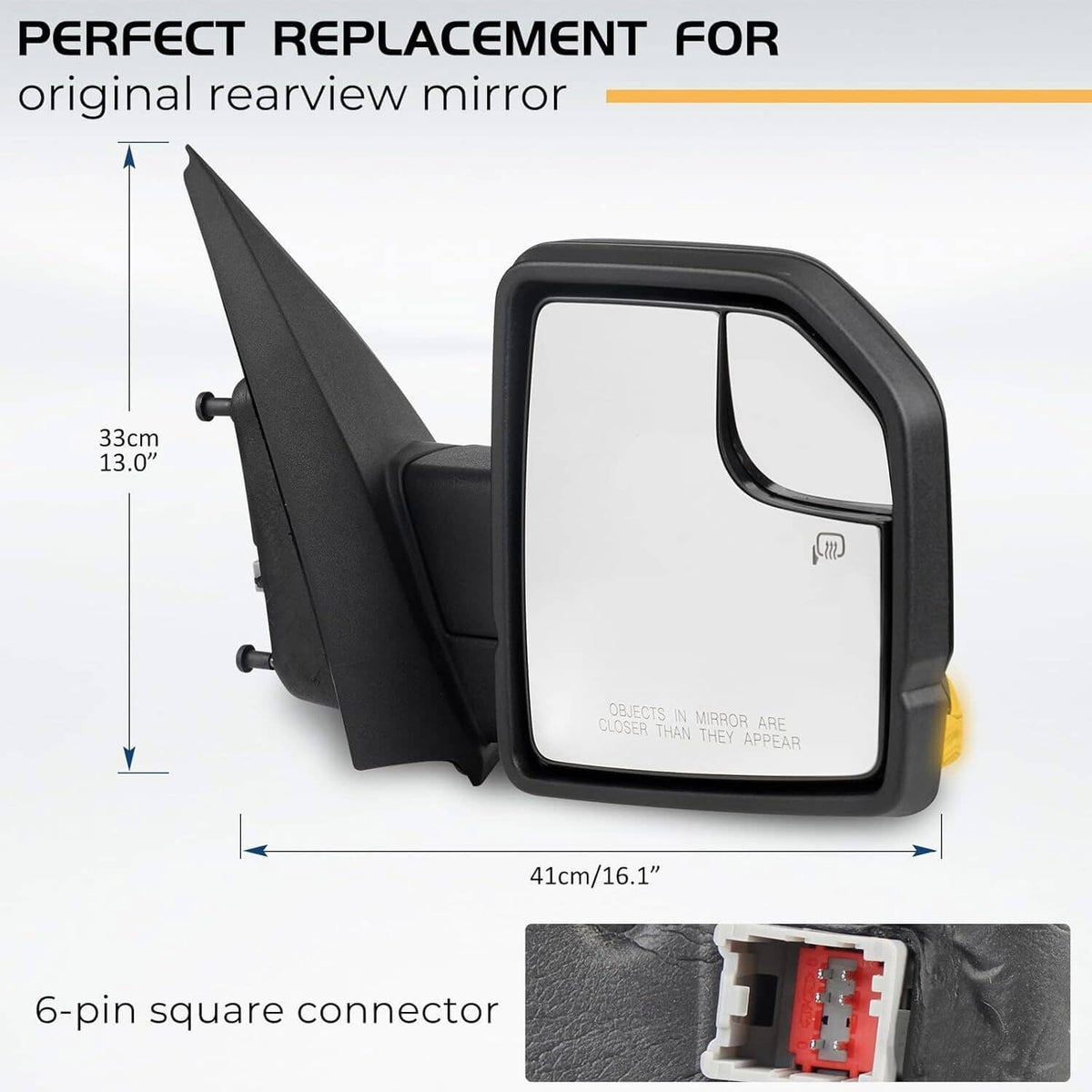 Solidspare Passenger Right Side Mirror For Ford F150 2015-2020 Signal Power Heated 6Pins