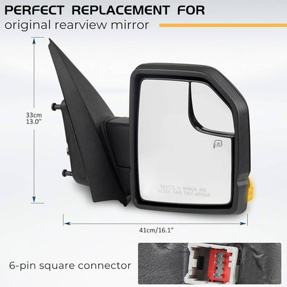 Solidspare Passenger Right Side Mirror For Ford F150 2015-2020 Signal Power Heated 6Pins